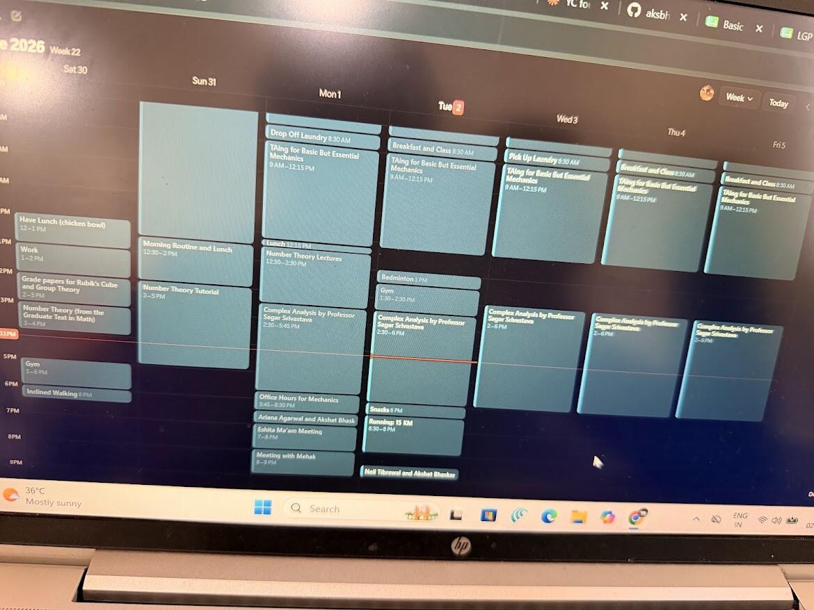 A week at the apprenticeship: teaching, graduate lectures, and research.
