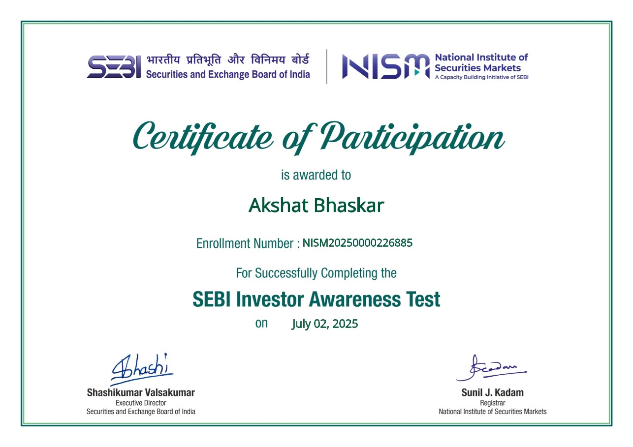 SEBI Investor Awareness Test, National Institute of Securities Markets.