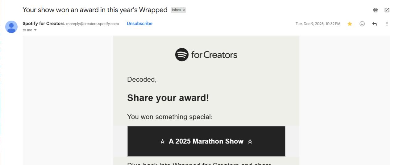 Spotify for Creators: a 2025 Marathon Show.