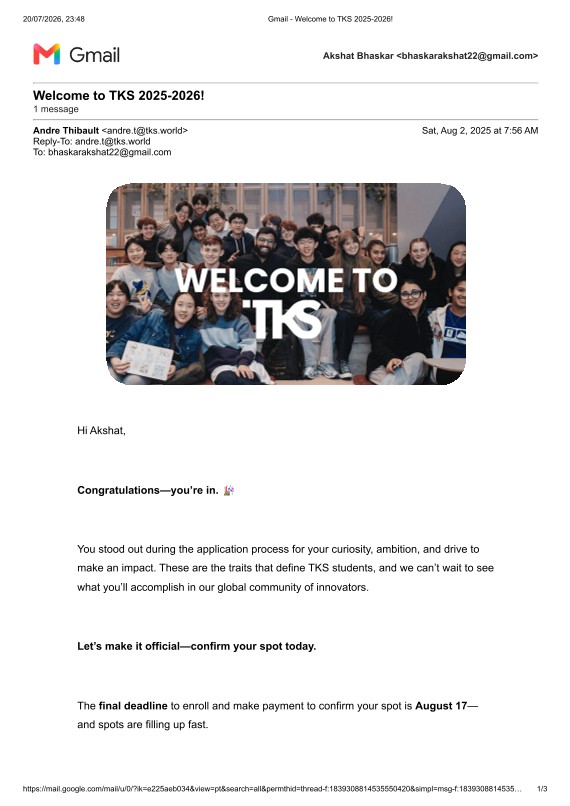 Accepted to The Knowledge Society, 2025 to 26 cohort.