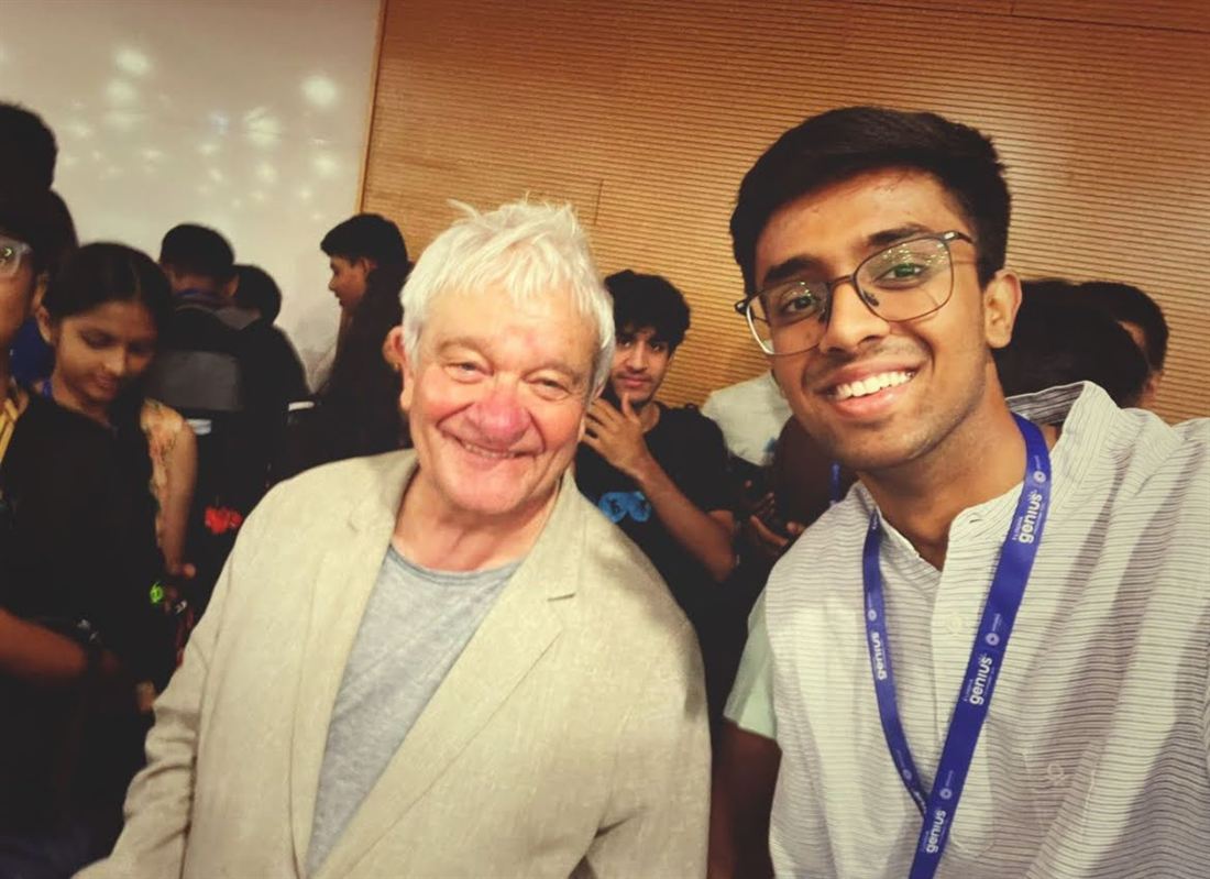 Akshat Bhaskar with Nobel Laureate Sir Paul Nurse at the Lodha Genius Programme